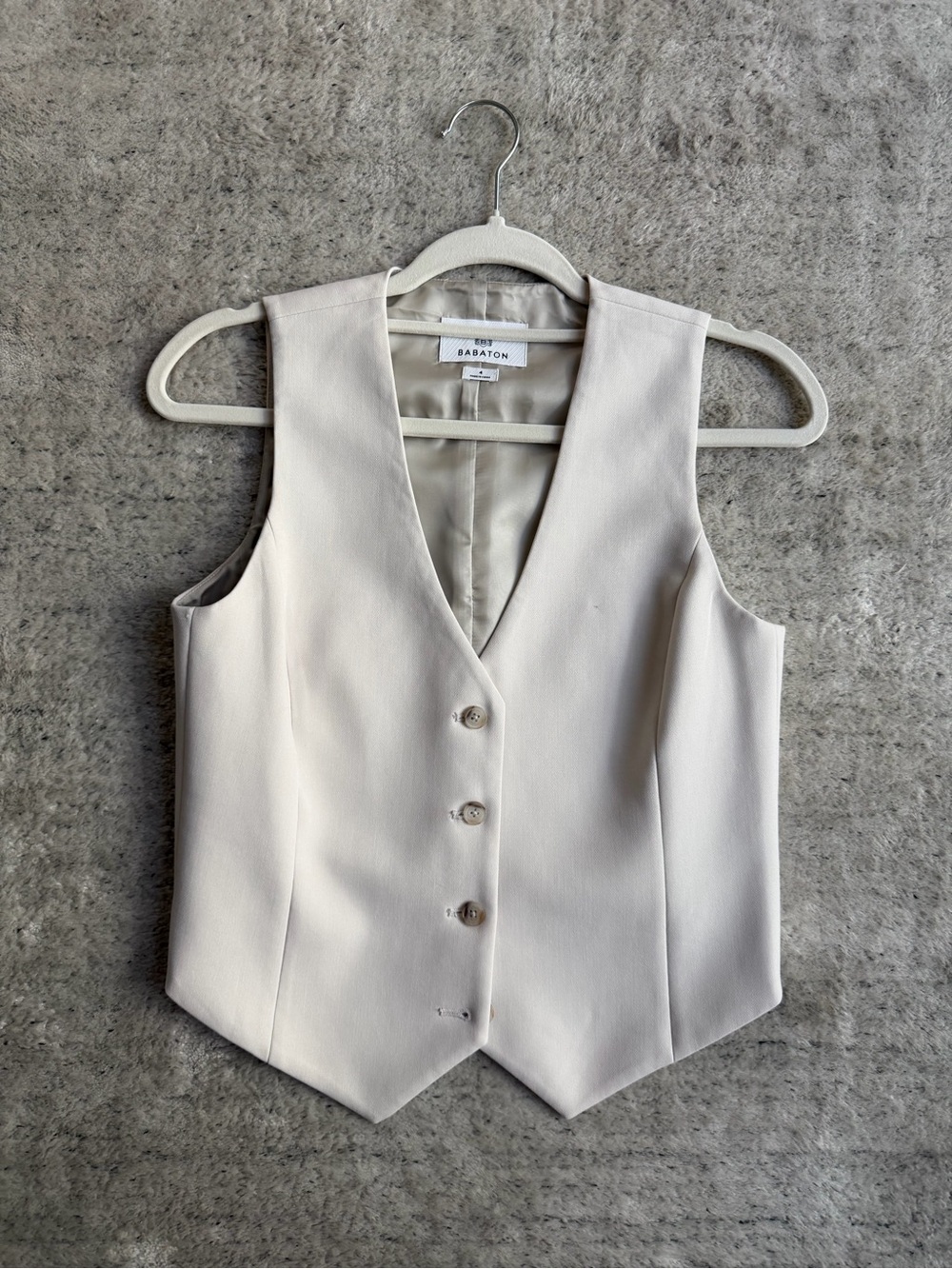 Aritzia Cream Button-Front Tailored Vest